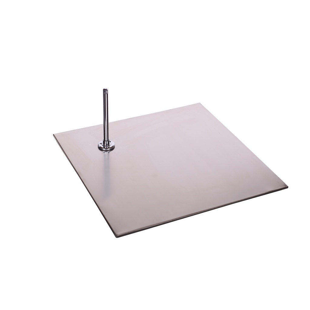 Square base for child window mannequin, footpin, brushed stainless steel