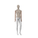 Vintage mannequin, female, wooden arms, covered with fabric, standing pose 06