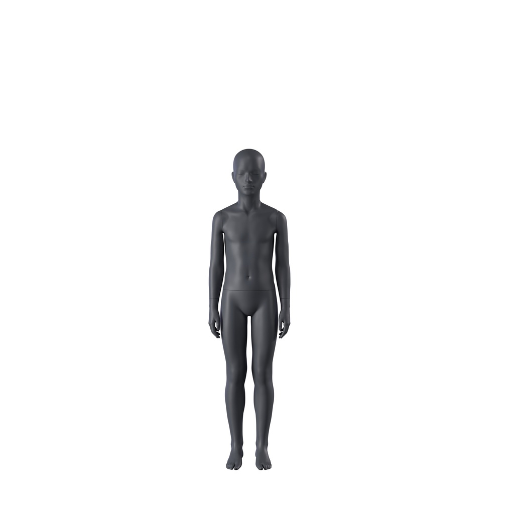 Sport mannequin, child, graphite grey, 10 years, stylised head, standing pose 608 