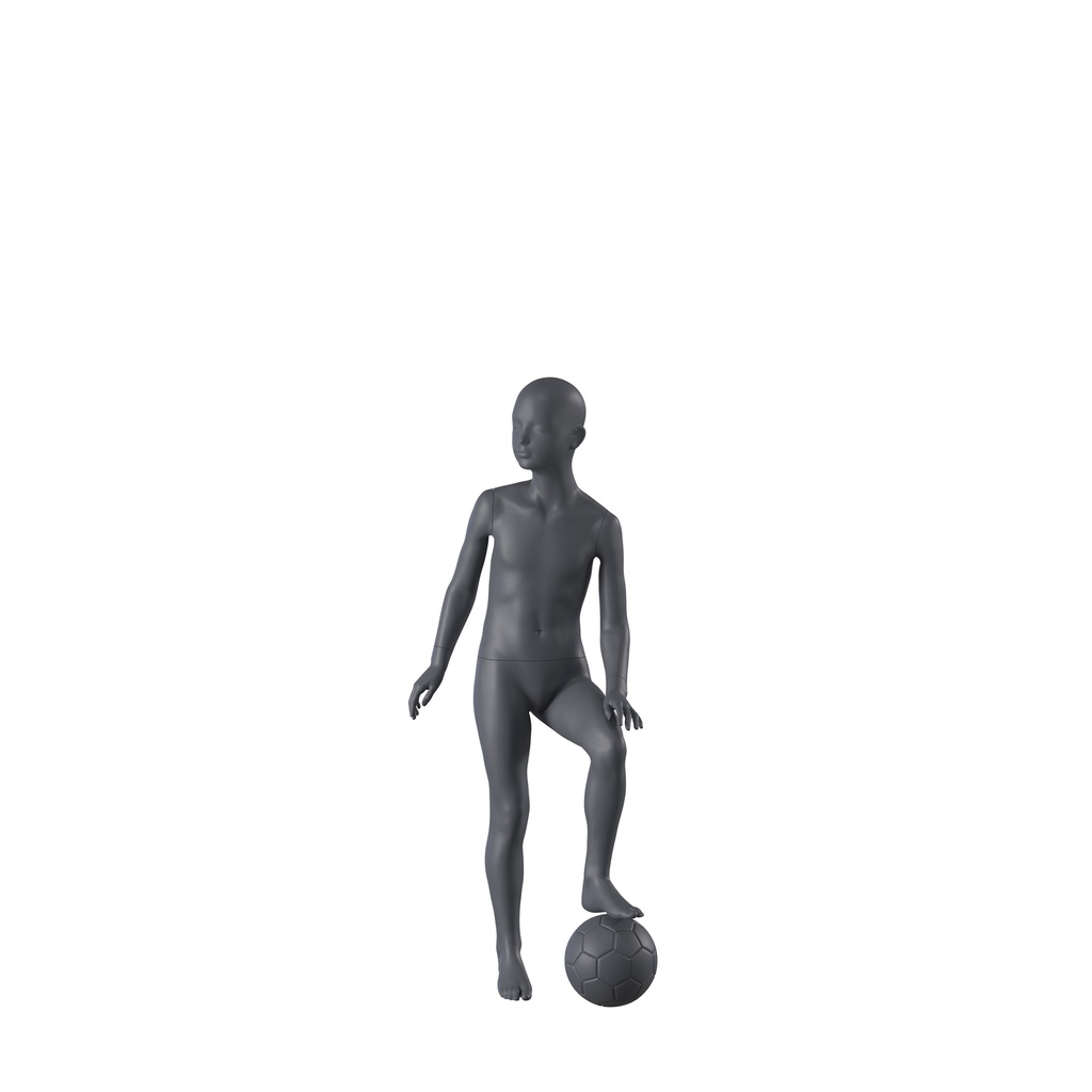 BINK - Fußball Sport-Model Kind, graphitgrau, 8 Jahre, stilisierter Kopf, Pose 610