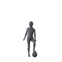 Football sports mannequin child, graphite gray, 8 years, stylized head, pose 610