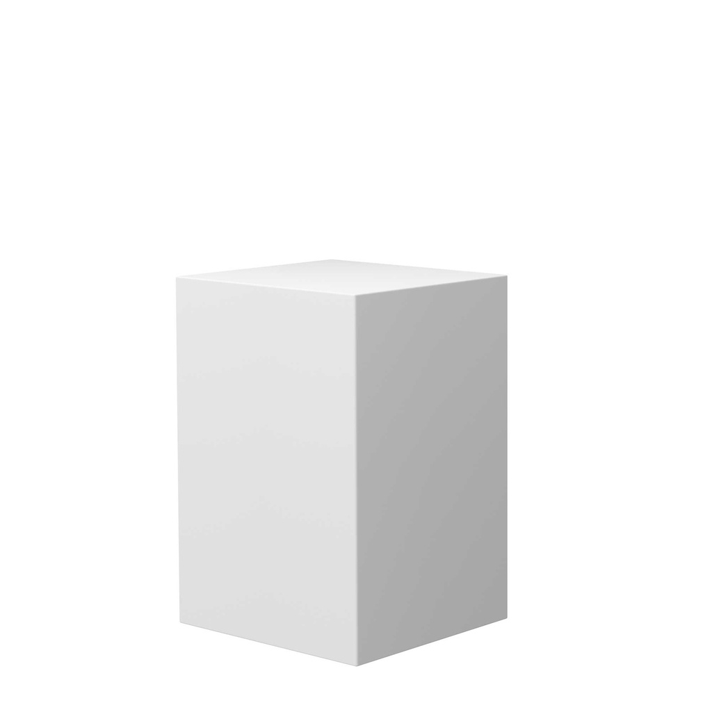 BINK - For rent stylish white plastic presentation cube 50x30xH70cm