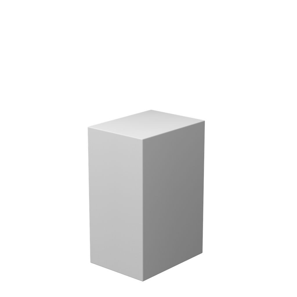 For rent stylish white plastic presentation cube 50x30xH70cm