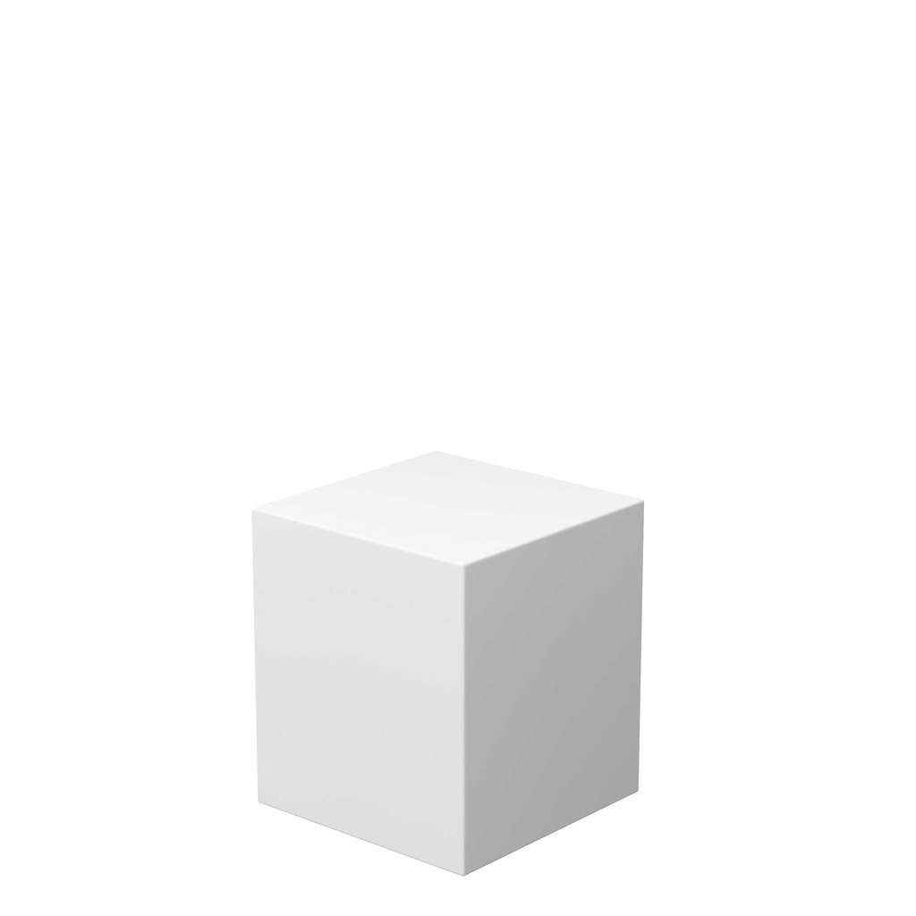 BINK - For rent stylish white plastic presentation cube 40x40xH30cm