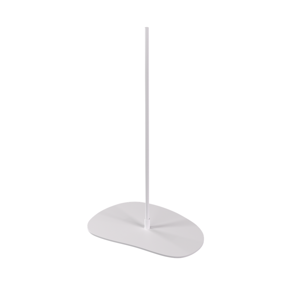 Bust stand with central connection, 55 cm, pebble-shaped base plate, powder-coated white 