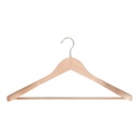 Clothes hanger with trouser bar, 5 cm shoulder width, 44 cm, lotus wood, matt hook - box of 20 pcs