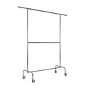 Garment Rack with fixed double bar, chrome, width 140 cm