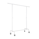 Rolling garment rack with wheels, 140cm, height adjustable, white powder coating