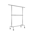 Rolling garment rack with wheels and adjustable middle bar, 140cm, chrome