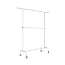 Rolling garment rack with wheels and adjustable middle bar, 140cm, white powder coating