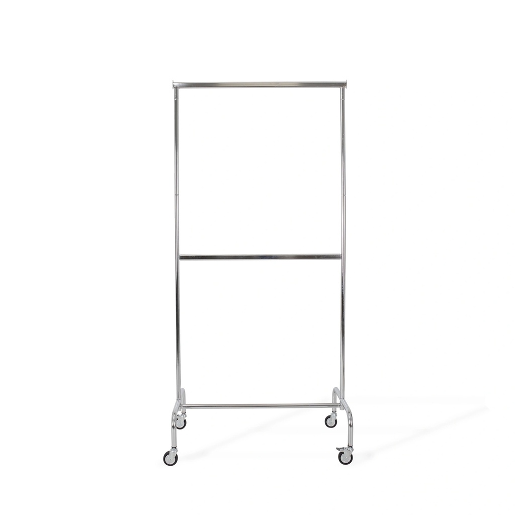 Rolling garment rack with wheels and adjustable middle bar, 100cm, chrome