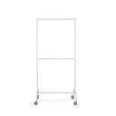 Rolling garment rack with wheels and adjustable middle bar, 100cm, white powder coating