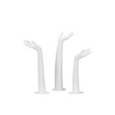 Set of 3 female display hands, plastic, white with white base