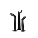 Set of 3 female display hands, plastic, black with black base