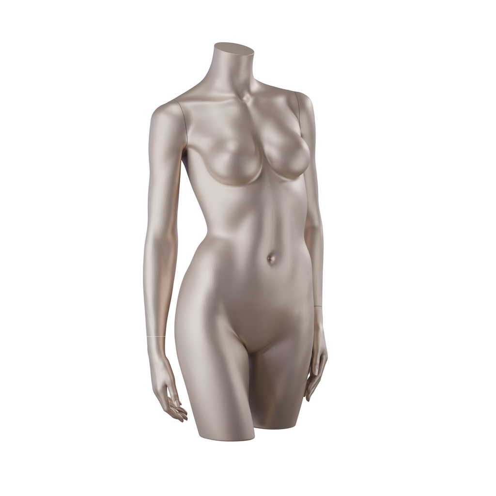 BINK - Female bust for lingerie, with arms, B-cup, metallic skin colour 