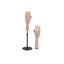 Duo of Male display hands: self standing right hand with round base, left hand with base with adjustable upright