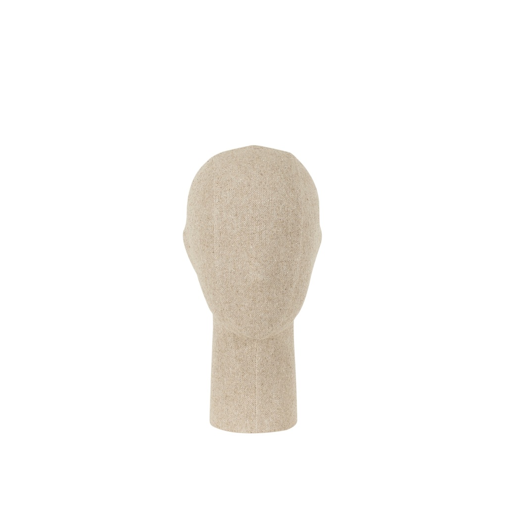 Children's head 8 years, collection Maison Marlu, covered in beige fabric