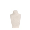 Jewellery bust for necklaces, height 34,5 cm, completely covered with beige fabric