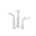 Set of 3 female display hands, plastic, white with white base 