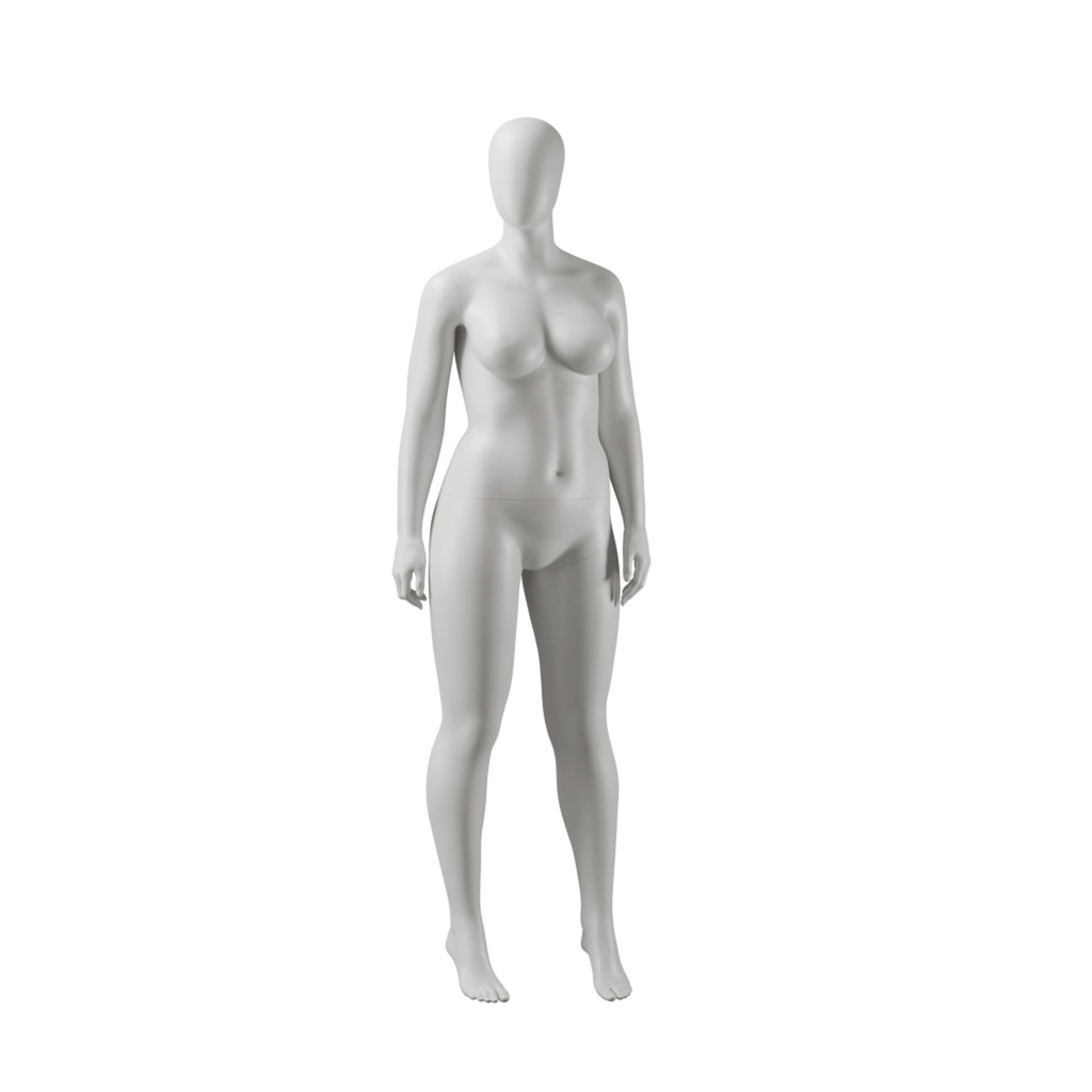 BINK - Plus size female mannequin with abstract head, size EU44, grey, standing pose 20