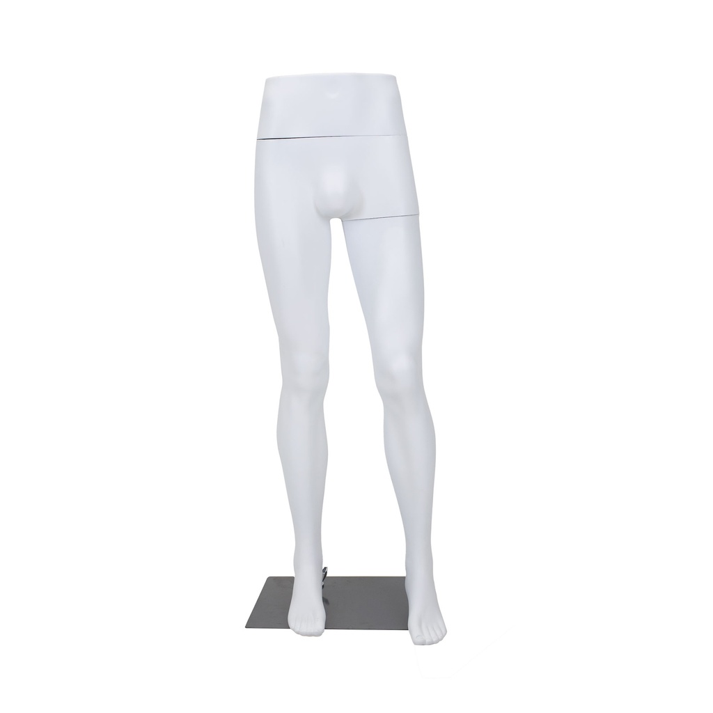 White trouser display for men, plastic, metal base plate and calf pin