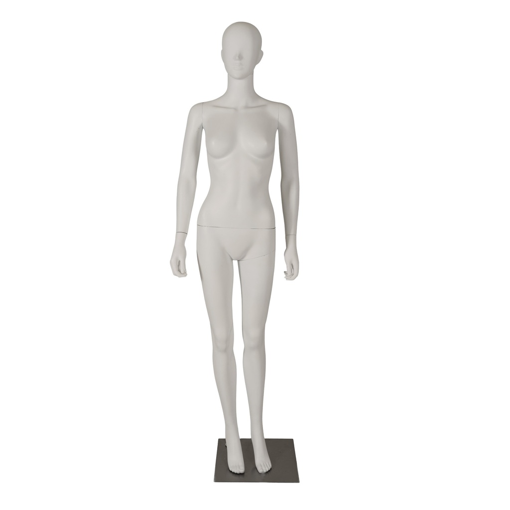 White female mannequin, plastic, metal base and calf pin
