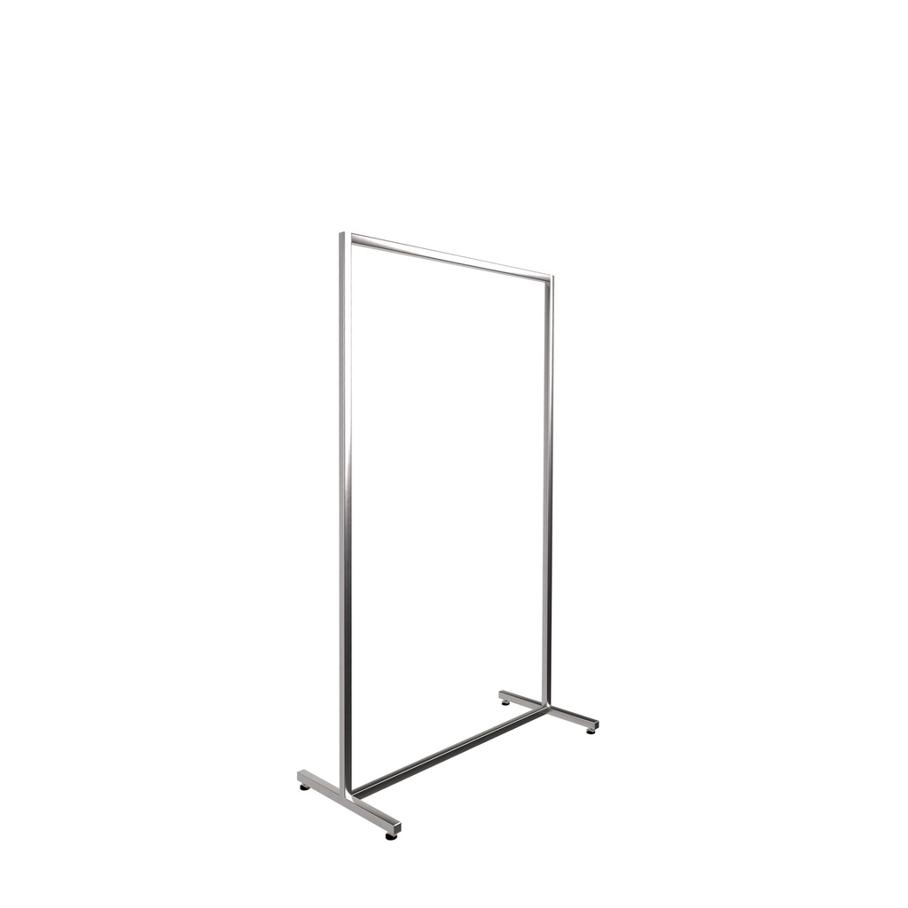 Heavy duty clothing rack, short model, square metal tube, brushed steel