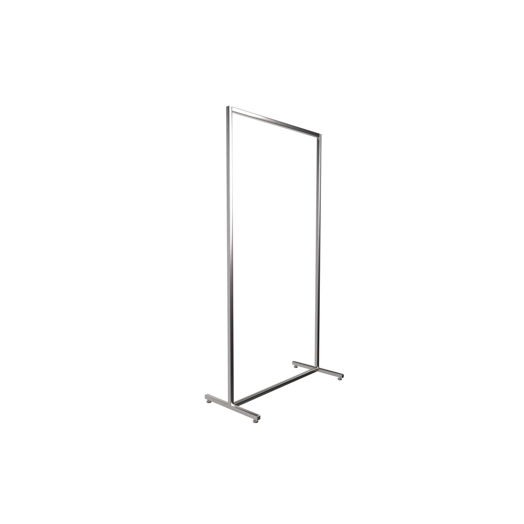 Heavy duty clothing rack, short model, for long dresses, square metal tube, brushed steel