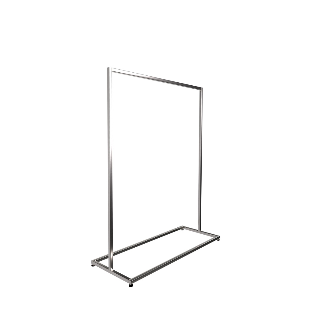 Heavy duty clothing rack, wide model, square metal tube, brushed steel
