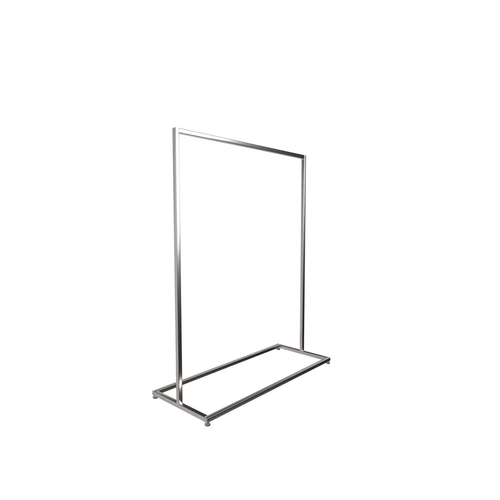 Heavy duty clothing rack, wide model, square metal tube, brushed steel