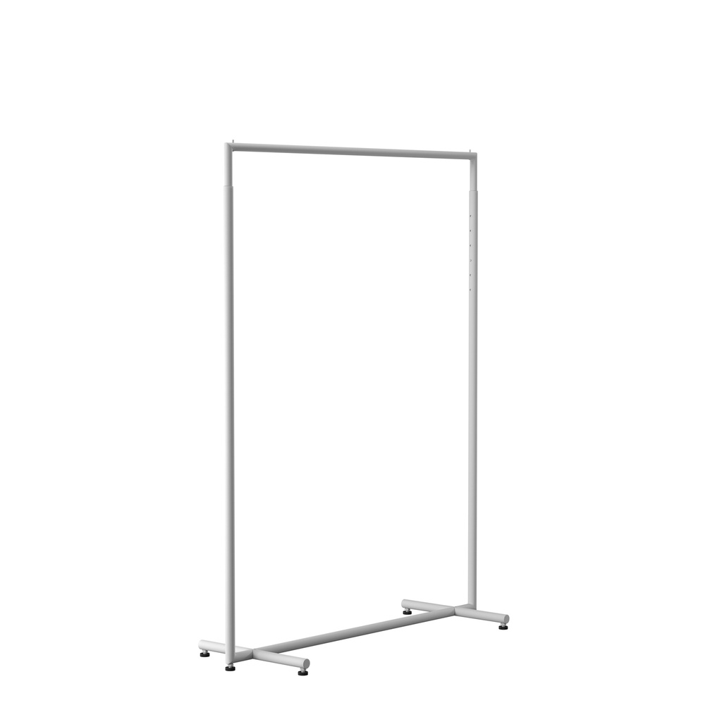 BINK - Adjustable clothing rack, round metal tubes, width 120cm, white matt