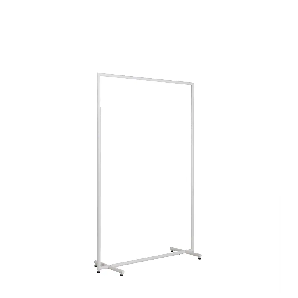 Adjustable clothing rack, round metal tubes, width 120cm, white matt