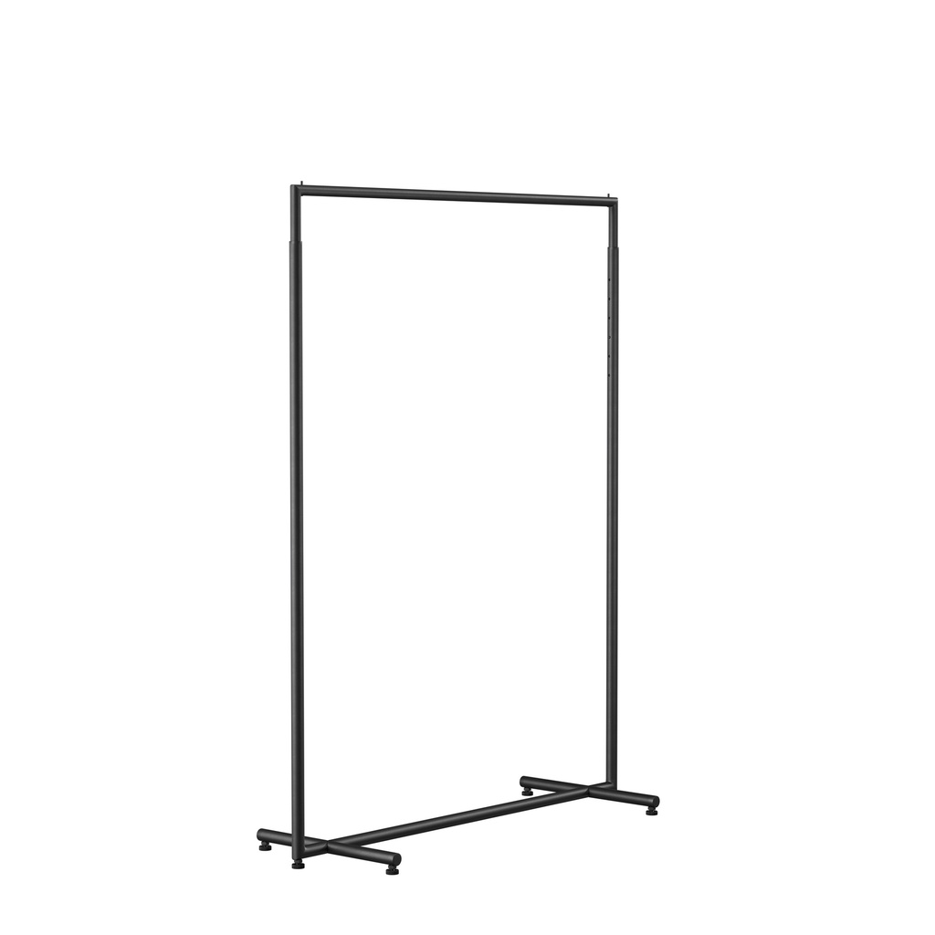 BINK - Adjustable clothing rack, round metal tubes, width 120cm, black matt