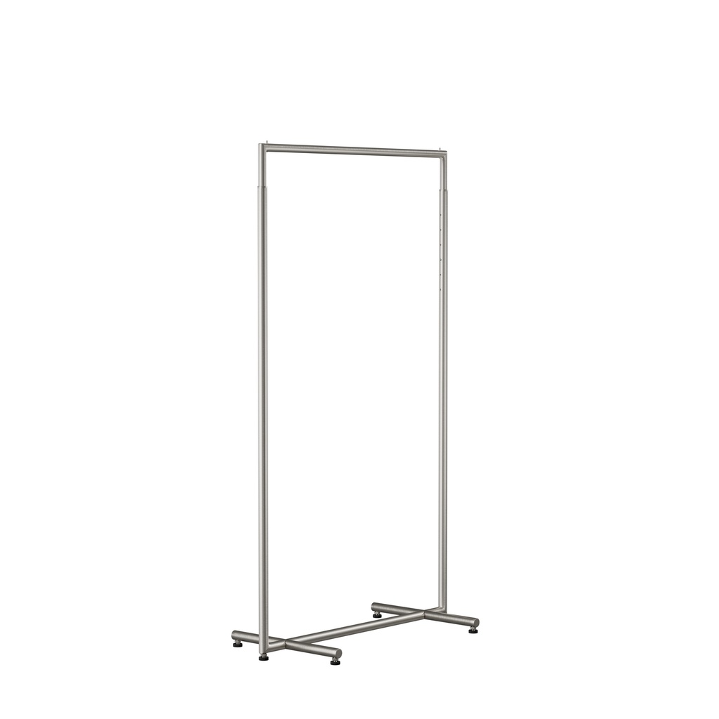 BINK - Adjustable clothing rack, round metal tubes, width 90cm, brushed steel