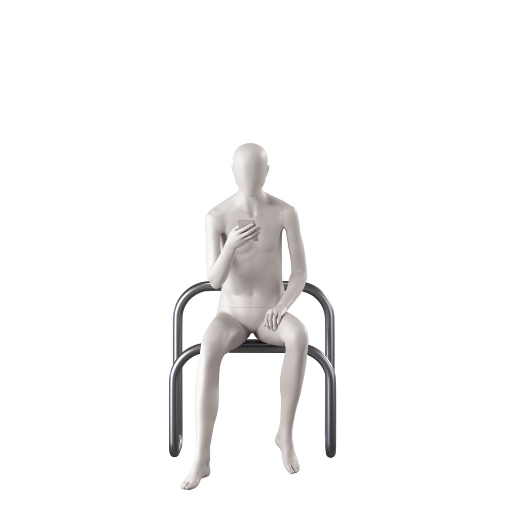 BINK - Gender neutral mannequin, collection NXT - gen Z, colour light grey, sitting pose 001