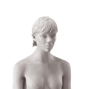 Woman's head with stylised hair, light grey colour