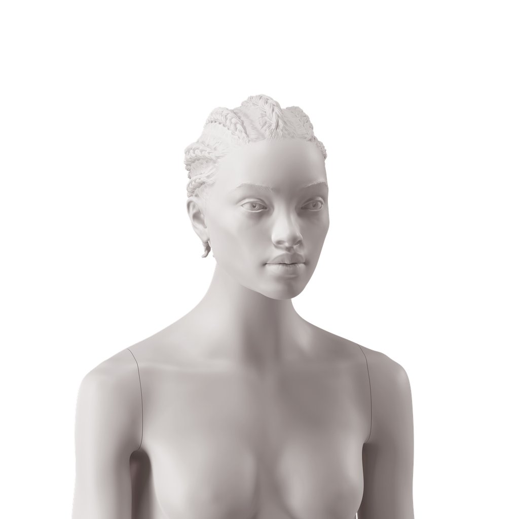 BINK - African woman's head with stylised hair, light grey colour 
