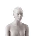 African woman's head with stylised hair, light grey colour 