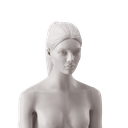 Woman's head with high ponytail, light grey colour