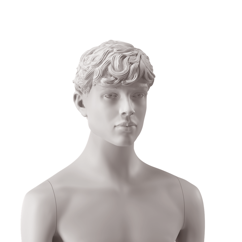BINK - Men's head with stylised wavy hair, light grey colour