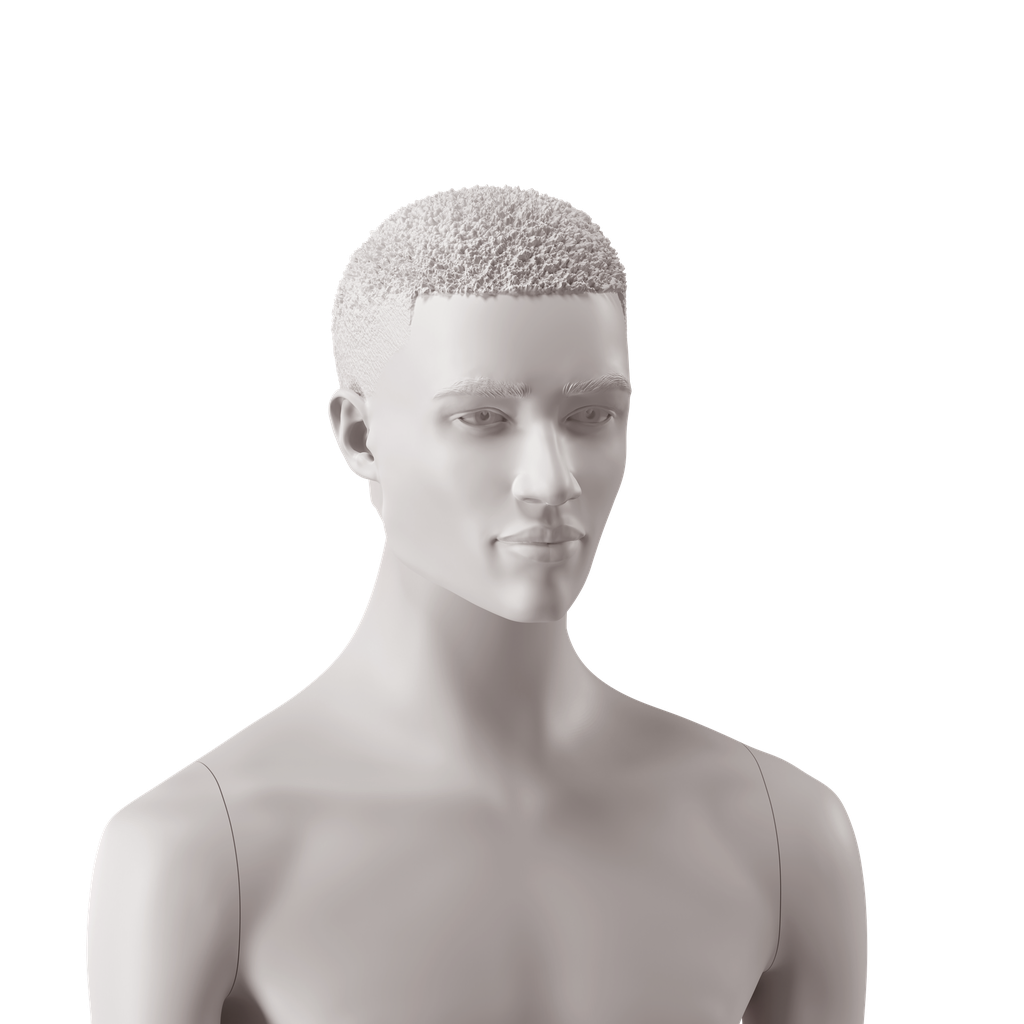 BINK - African men's head with stylised hair, light grey colour