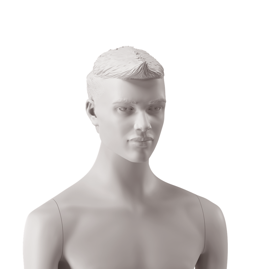 BINK - Men's head with stylised hair with mullet, light grey colour