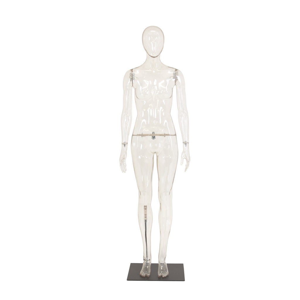 BINK - Transparent female mannequin, plastic, metal base and calf pin