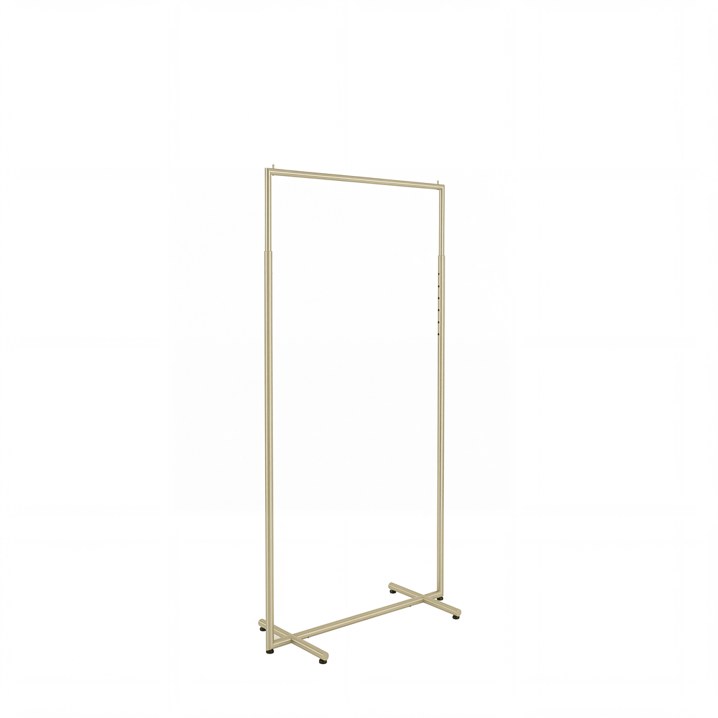 Adjustable clothing rack, round metal tubes, width 90cm, brushed steel gold colour