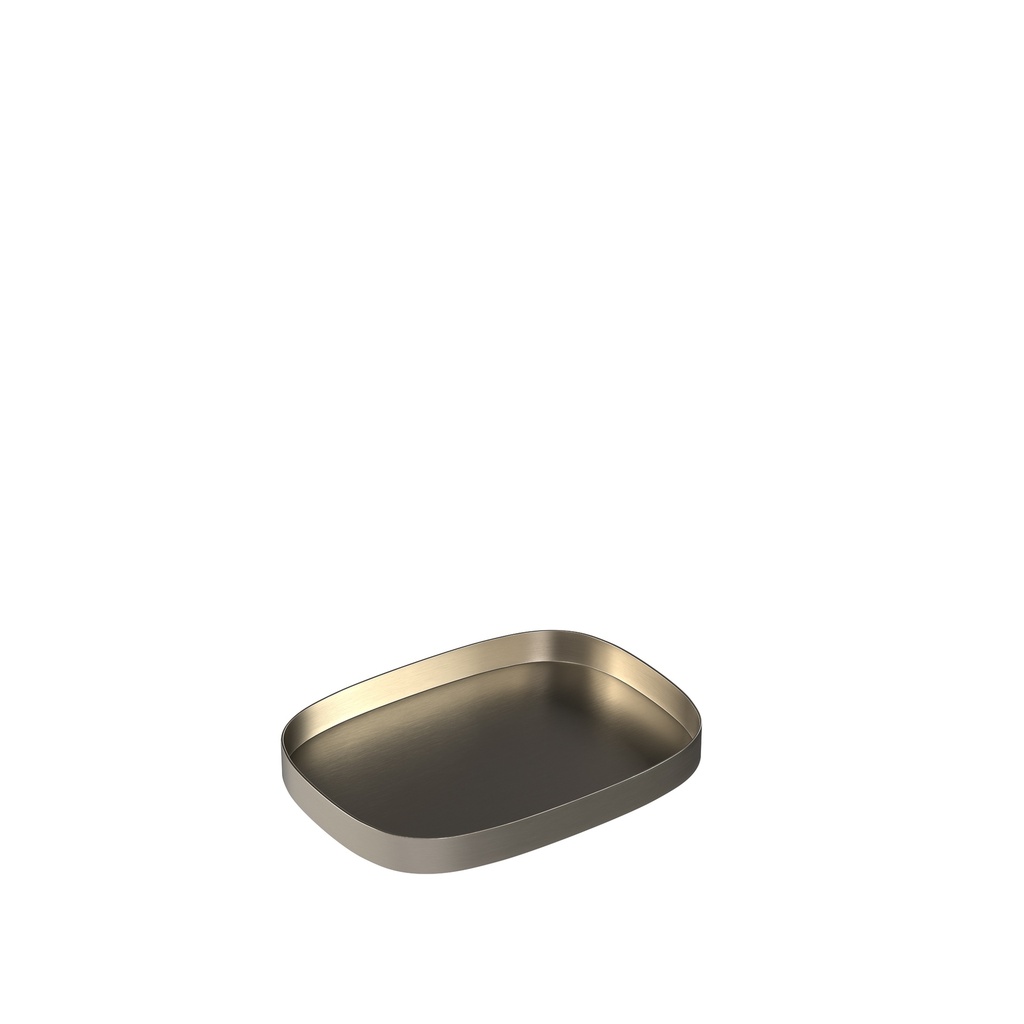 Display tray, 30x22,5 cm, rounded edges, brushed stainless steel