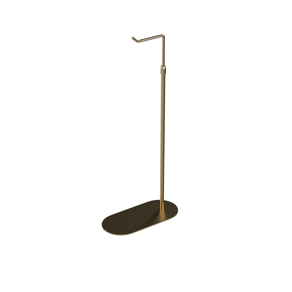 Adjustable L-stand, in brushed steel with gold finish