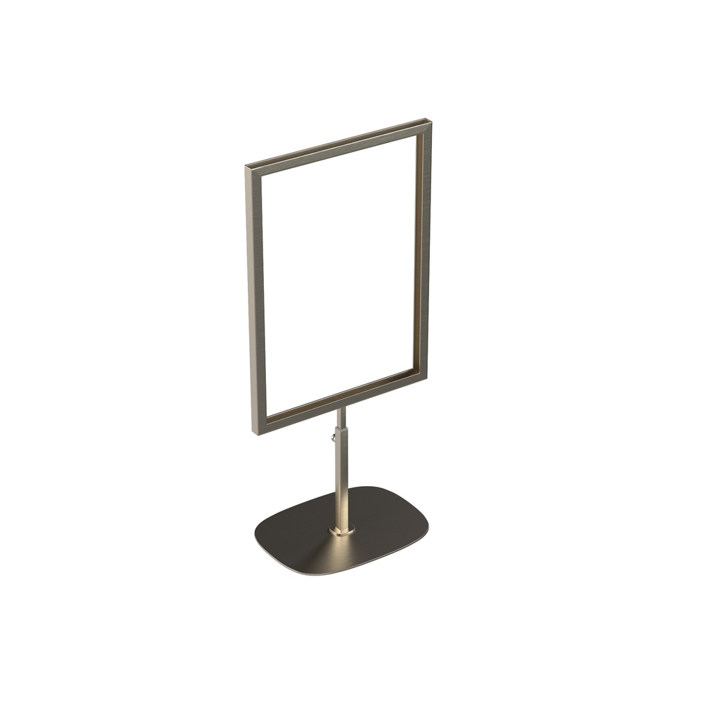 A4 info display, adjustable height, in brushed stainless steel