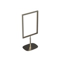 A4 info display, adjustable height, in brushed stainless steel