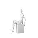 Elegant female mannequin, semi-abstract head, EU34, colour white, Mirror Mirror, seated pose FM003