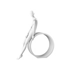 Elegant female mannequin, semi-abstract head, EU34, colour white, Mirror Mirror, seated pose FM004